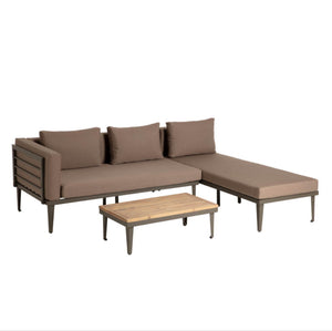 Sofa with chaise longue and side table set